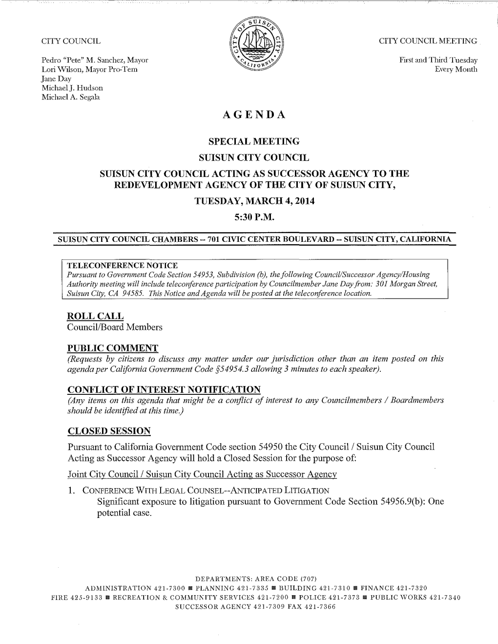 Suisun City Council Agenda