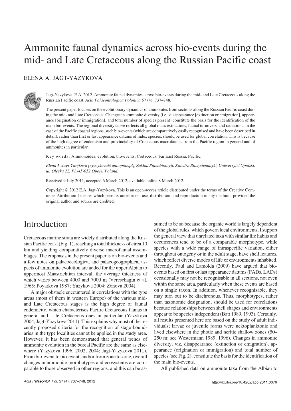 Ammonite Faunal Dynamics Across Bio−Events During the Mid− and Late Cretaceous Along the Russian Pacific Coast