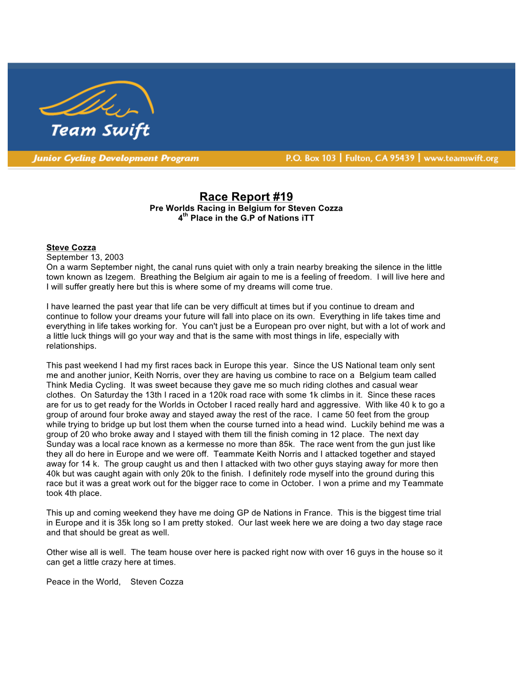 2003 Race Report