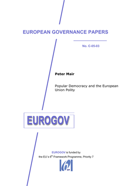 Popular Democracy and the European Union Polity