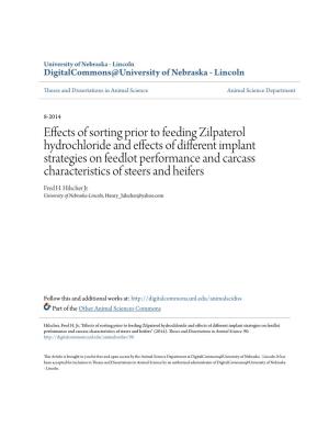 Effects of Sorting Prior to Feeding Zilpaterol Hydrochloride and Effects