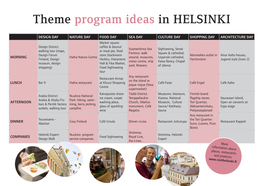 Theme Program Ideas in HELSINKI