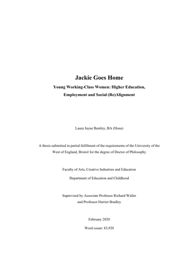 Jackie Goes Home Young Working-Class Women: Higher Education, Employment and Social (Re)Alignment