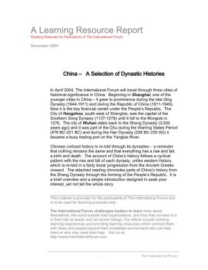 China's Dynastic History