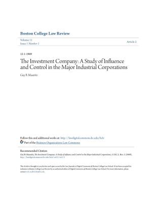 The Investment Company: a Study of Influence and Control in the Major Industrial Corporations, 11 B.C.L