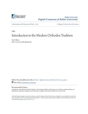 Introduction to the Modern Orthodox Tradition Paul Valliere Butler University, Pvallier@Butler.Edu