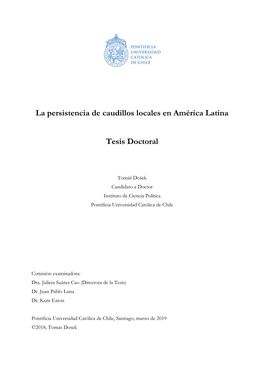 La Persistencia De Caudillos Locales En América Latina Tesis Doctoral