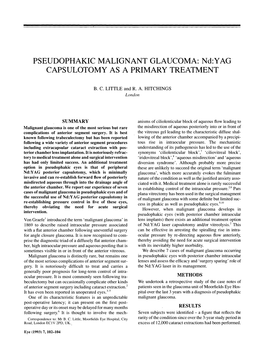 Nd:YAG CAPS ULOTOMY AS a PRIMARY TREATMENT