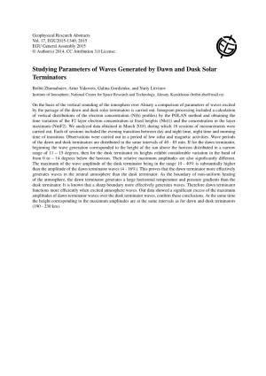 Studying Parameters of Waves Generated by Dawn and Dusk Solar Terminators