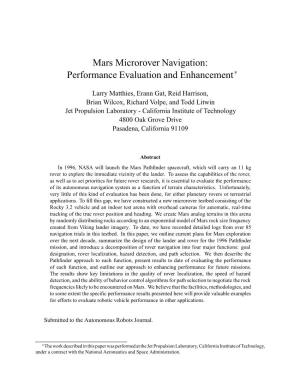 Mars Microrover Navigation: Performance Evaluation And