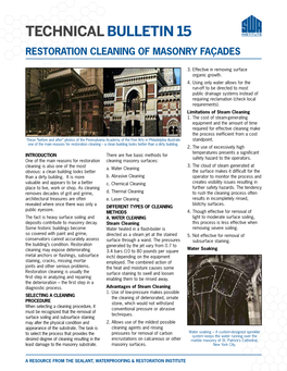 Technical Bulletin 15 Restoration Cleaning of Masonry Façades