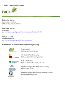 Common Name Image Library Partners for Australian Biosecurity