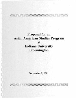Proposal for an Asian American Studies Program at Indiana University Bloomington