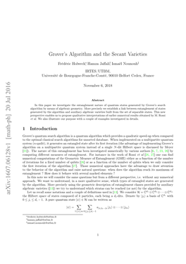 Grover's Algorithm and the Secant Varieties