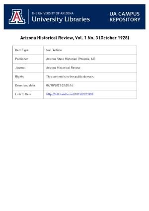 Arizona Historical Review, Vol