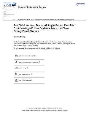 Are Children from Divorced Single-Parent Families Disadvantaged? New Evidence from the China Family Panel Studies