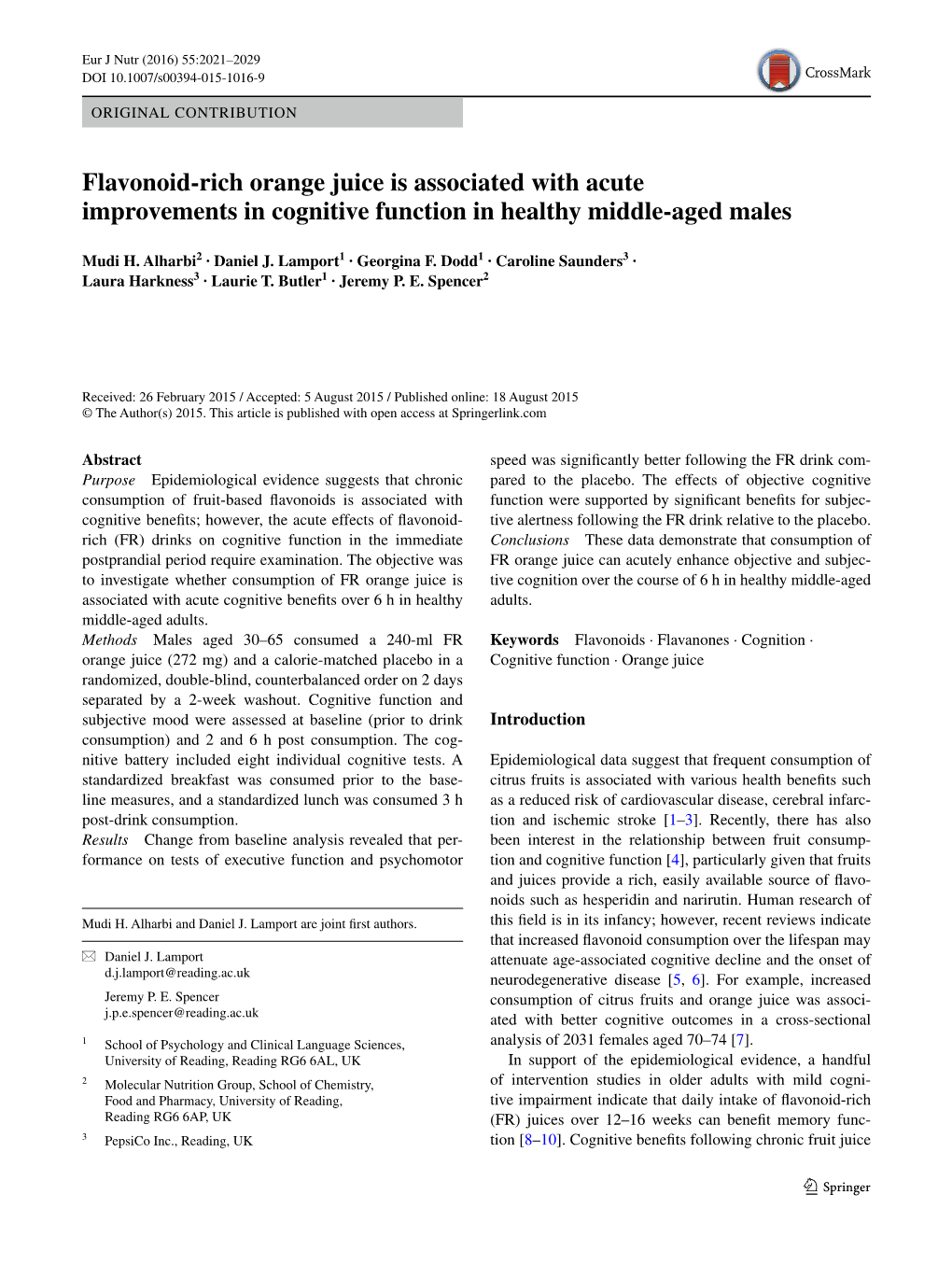 Flavonoid-Rich Orange Juice Is Associated with Acute