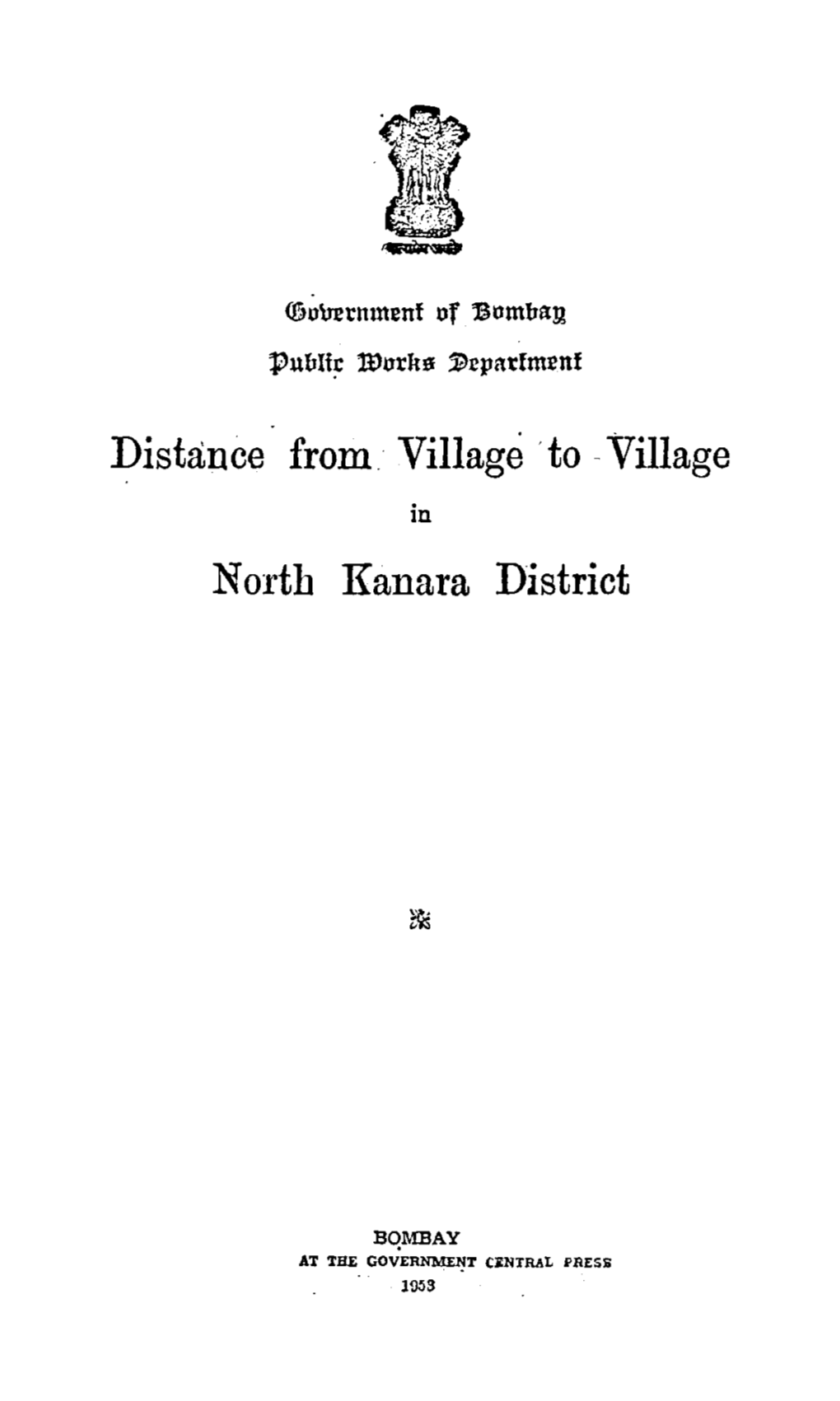 Distance From.· Village ·To -Village in North Kanara District