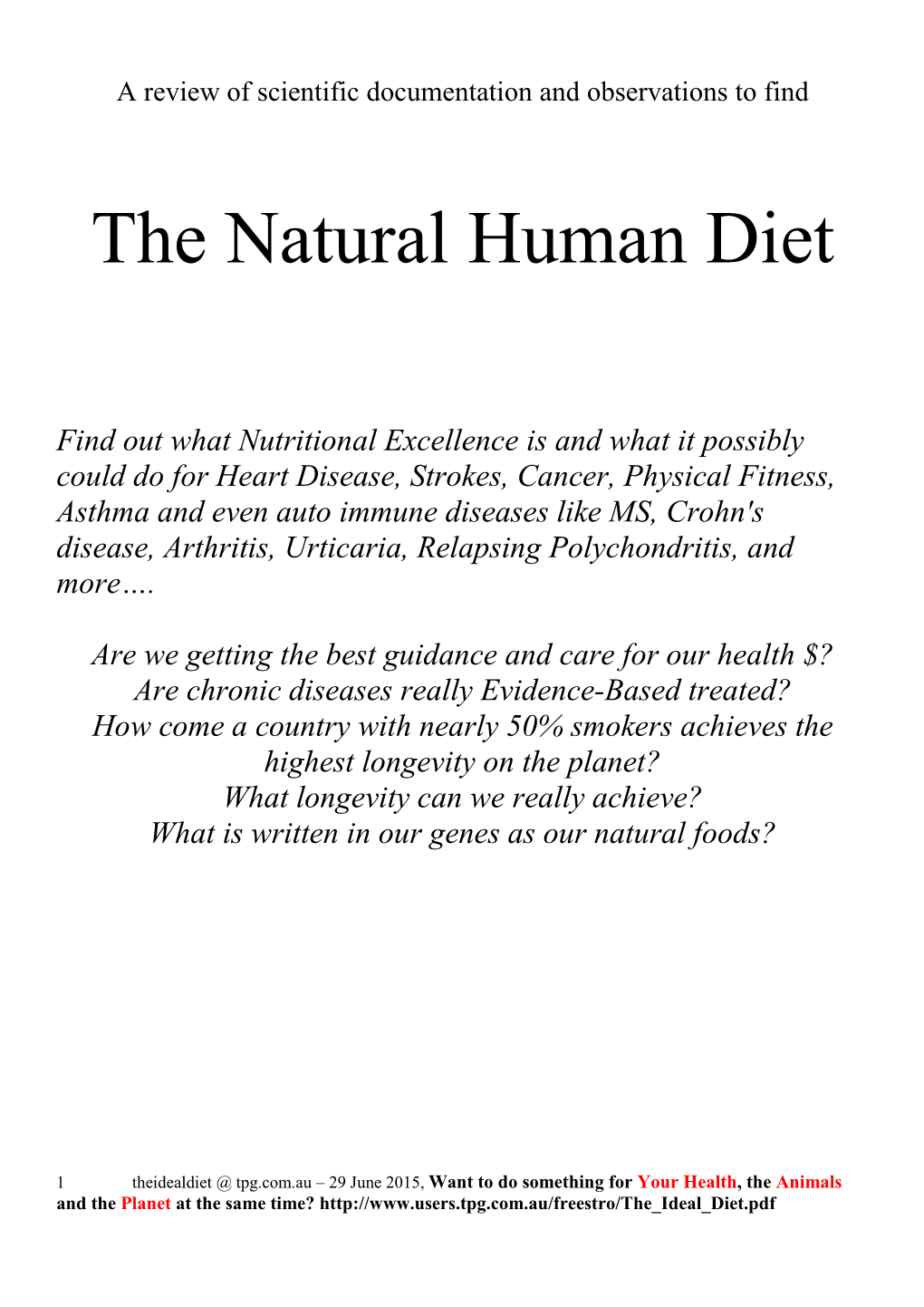 The Natural Human Diet
