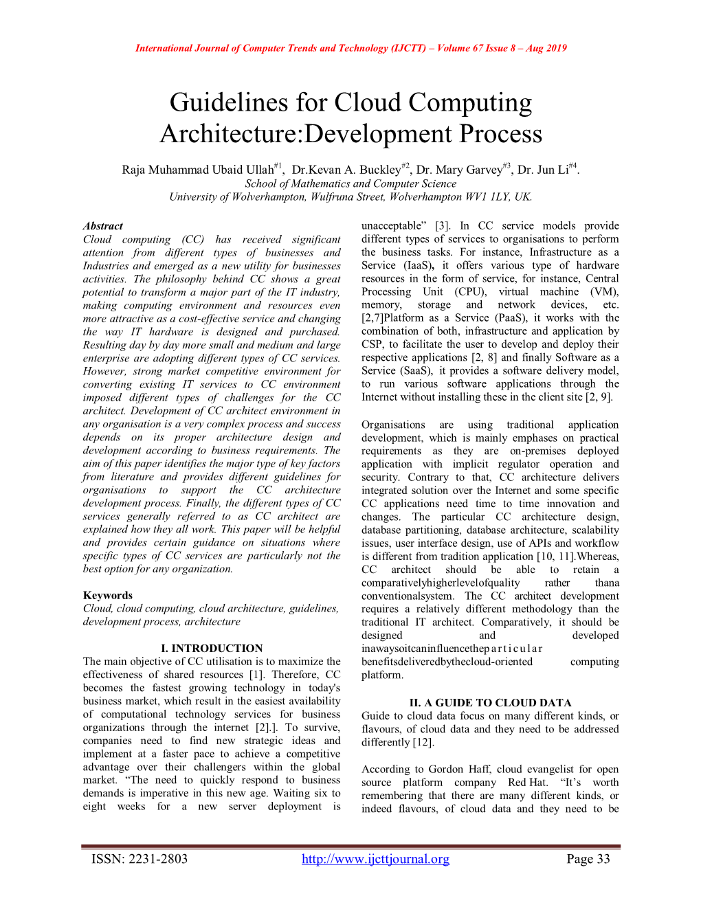 Guidelines for Cloud Computing Architecture:Development Process