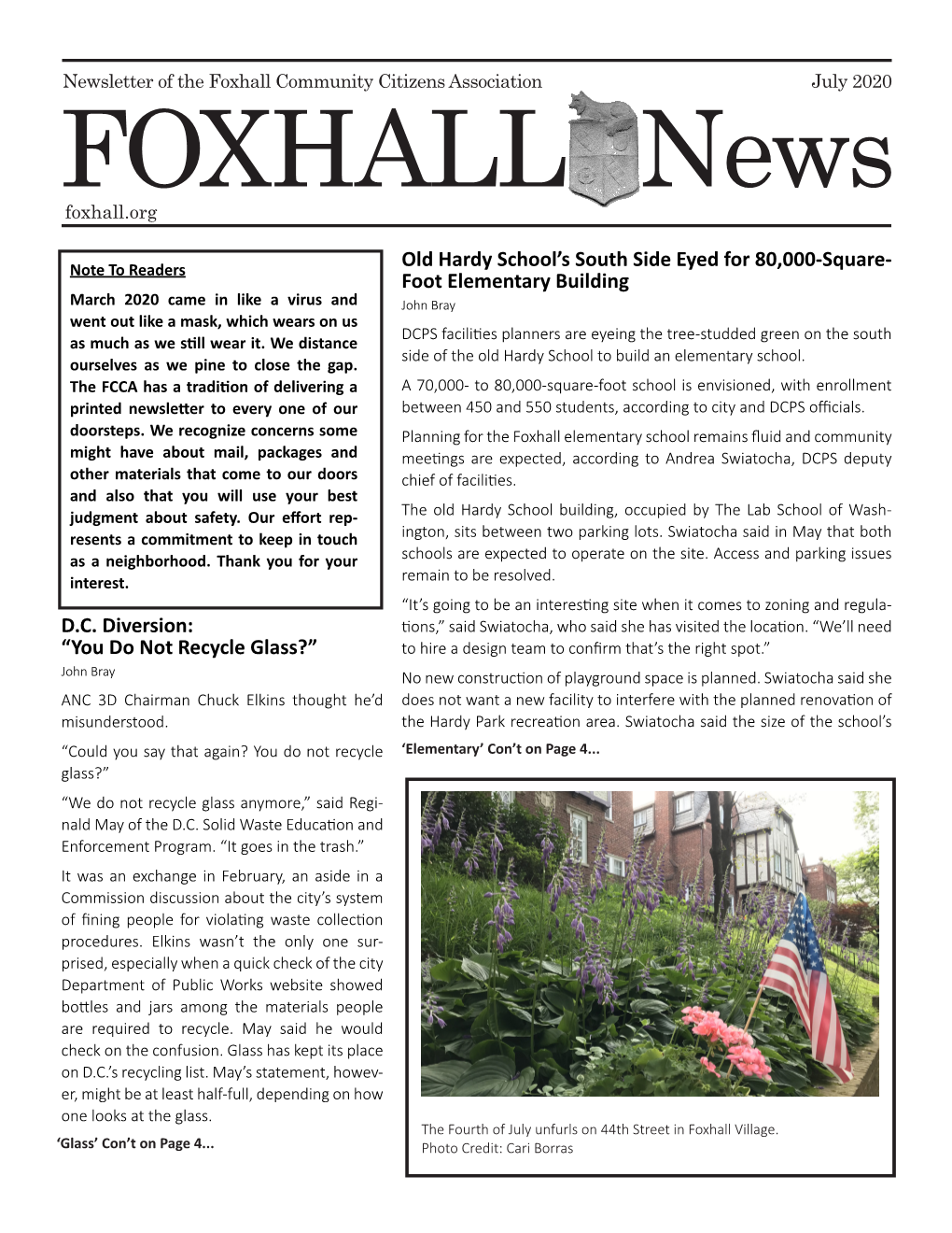 July 2020 FOXHALL News Foxhall.Org