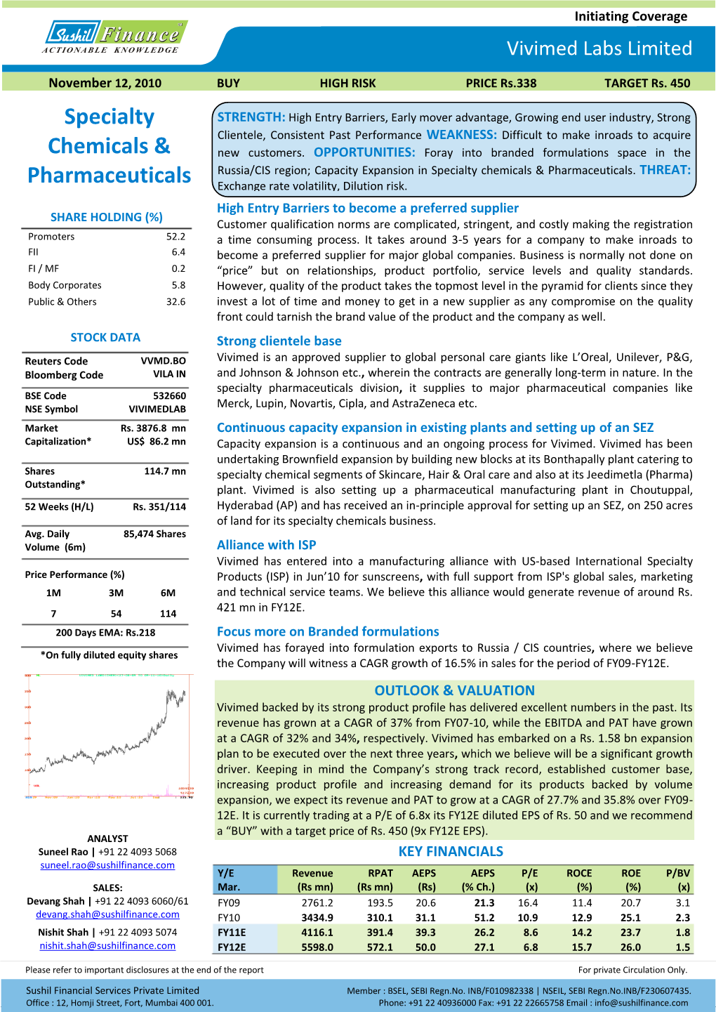 Specialty Chemicals & Pharmaceuticals