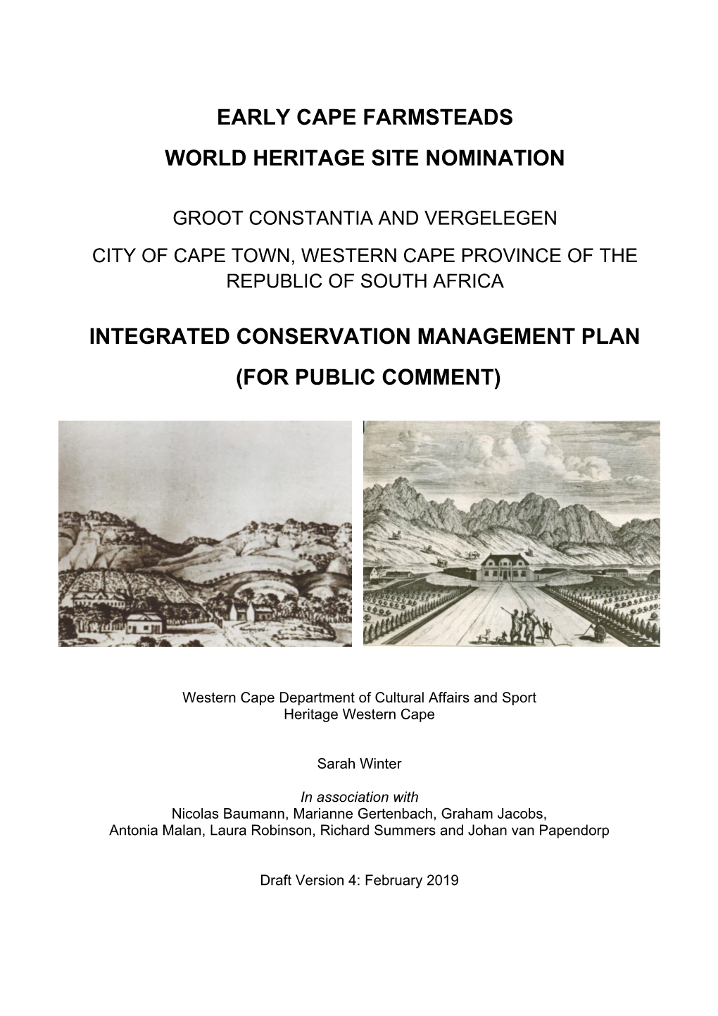Early Cape Farmsteads World Heritage Site Nomination