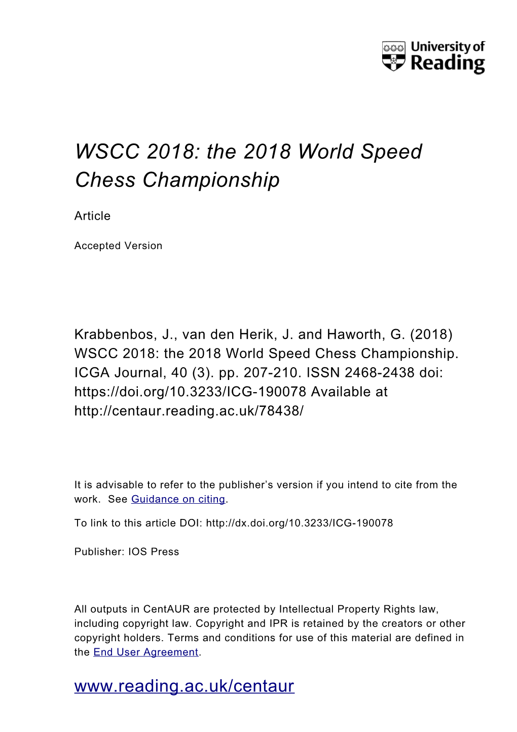 WSCC 2018: the 2018 World Speed Chess Championship