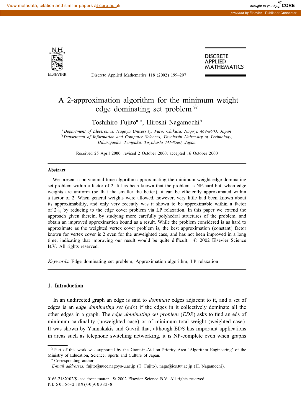 A 2-Approximation Algorithm for the Minimum Weight Edge Dominating