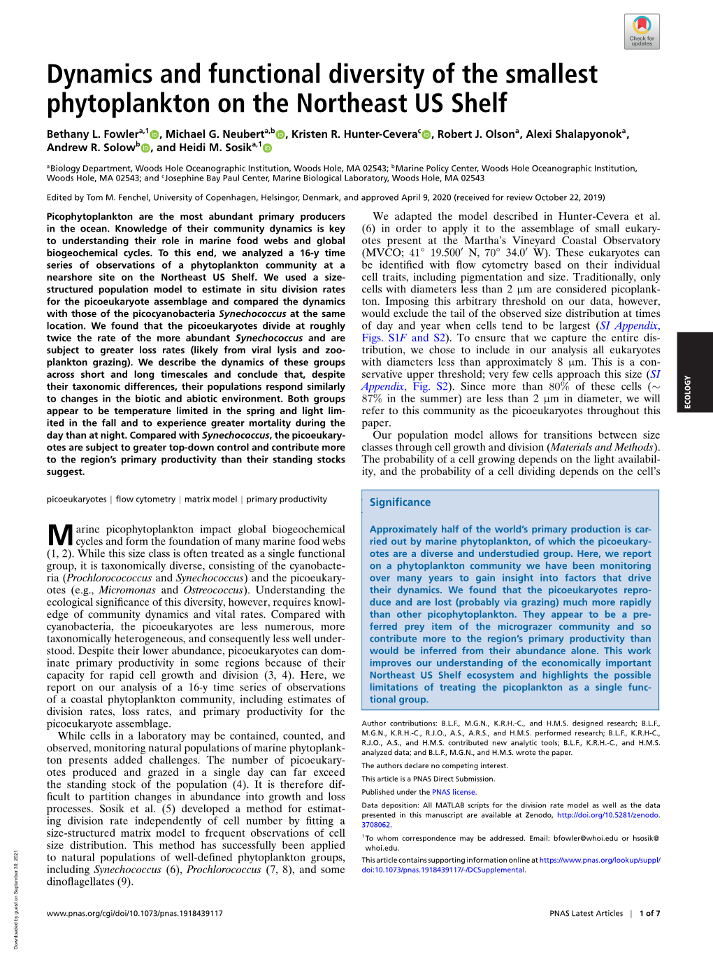 Dynamics and Functional Diversity of the Smallest