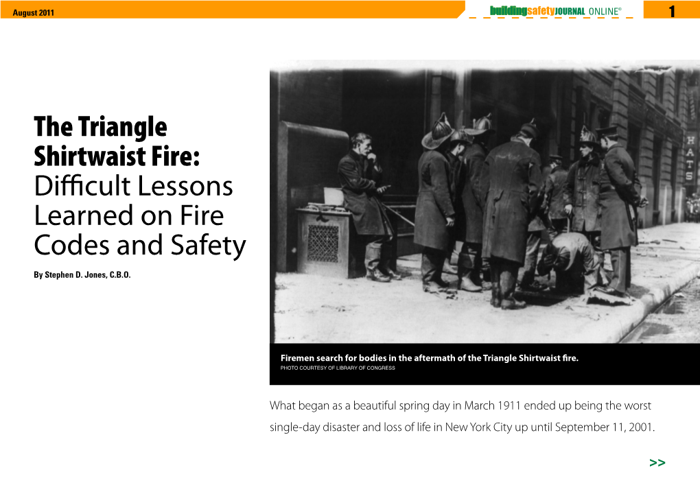 The Triangle Shirtwaist Fire: Difficult Lessons Learned on Fire Codes and Safety