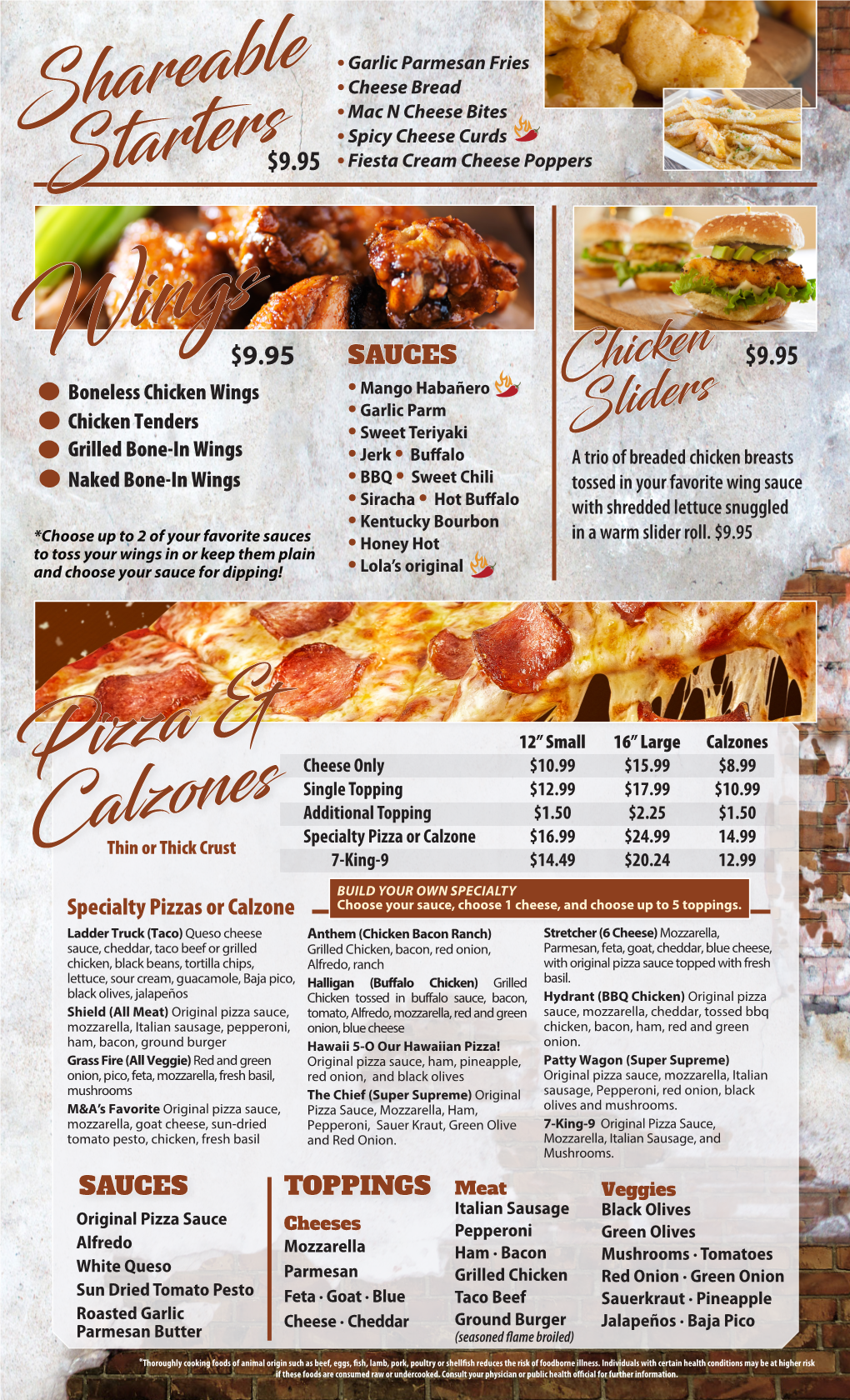 Shareable Pizza & Calzones Starters