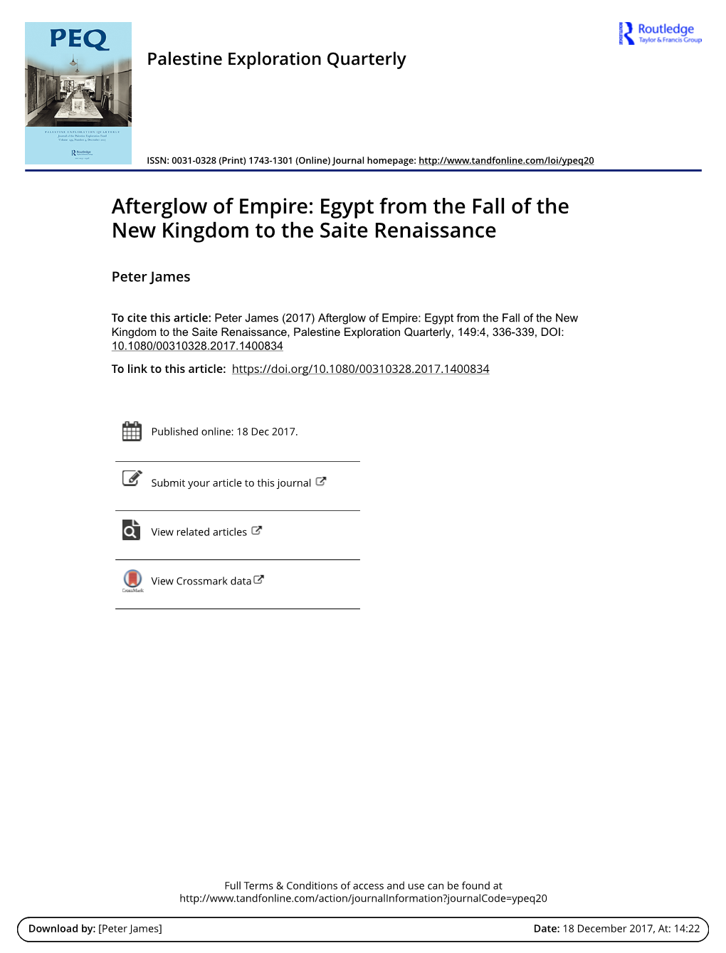 Afterglow of Empire: Egypt from the Fall of the New Kingdom to the Saite Renaissance