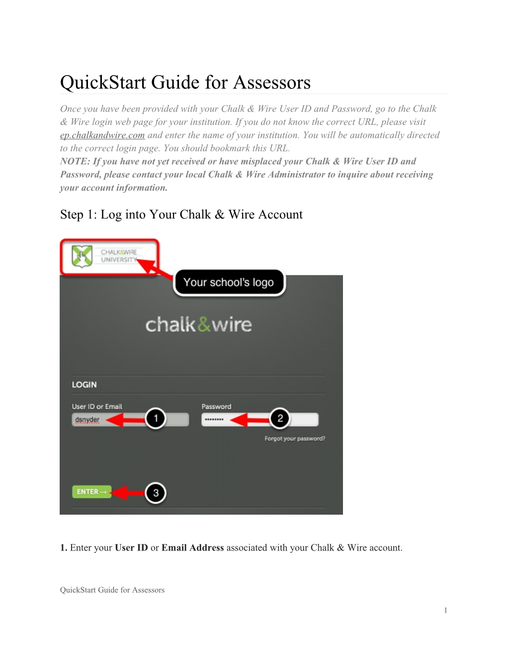 Quickstart Guide for Assessors