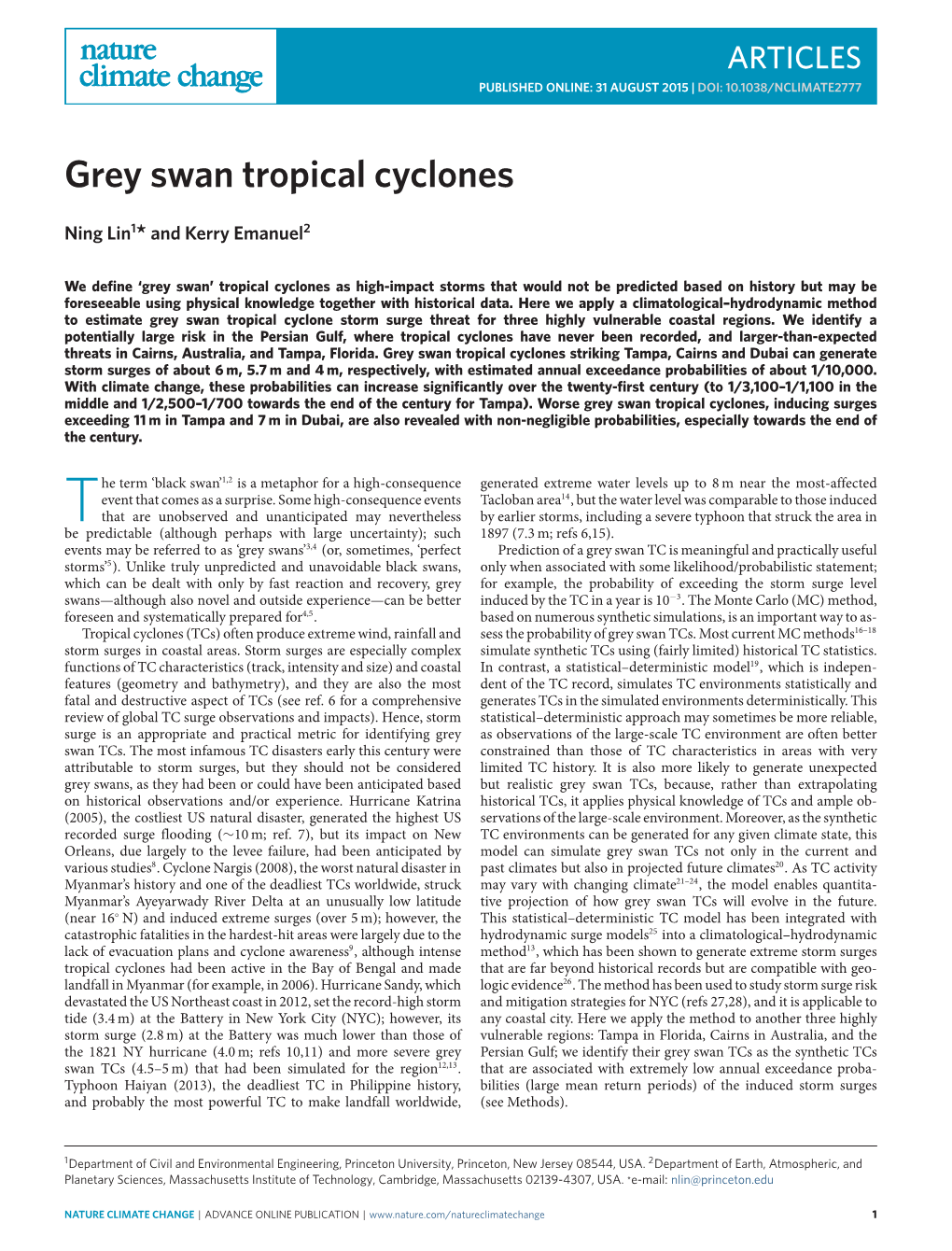 Grey Swan Tropical Cyclones