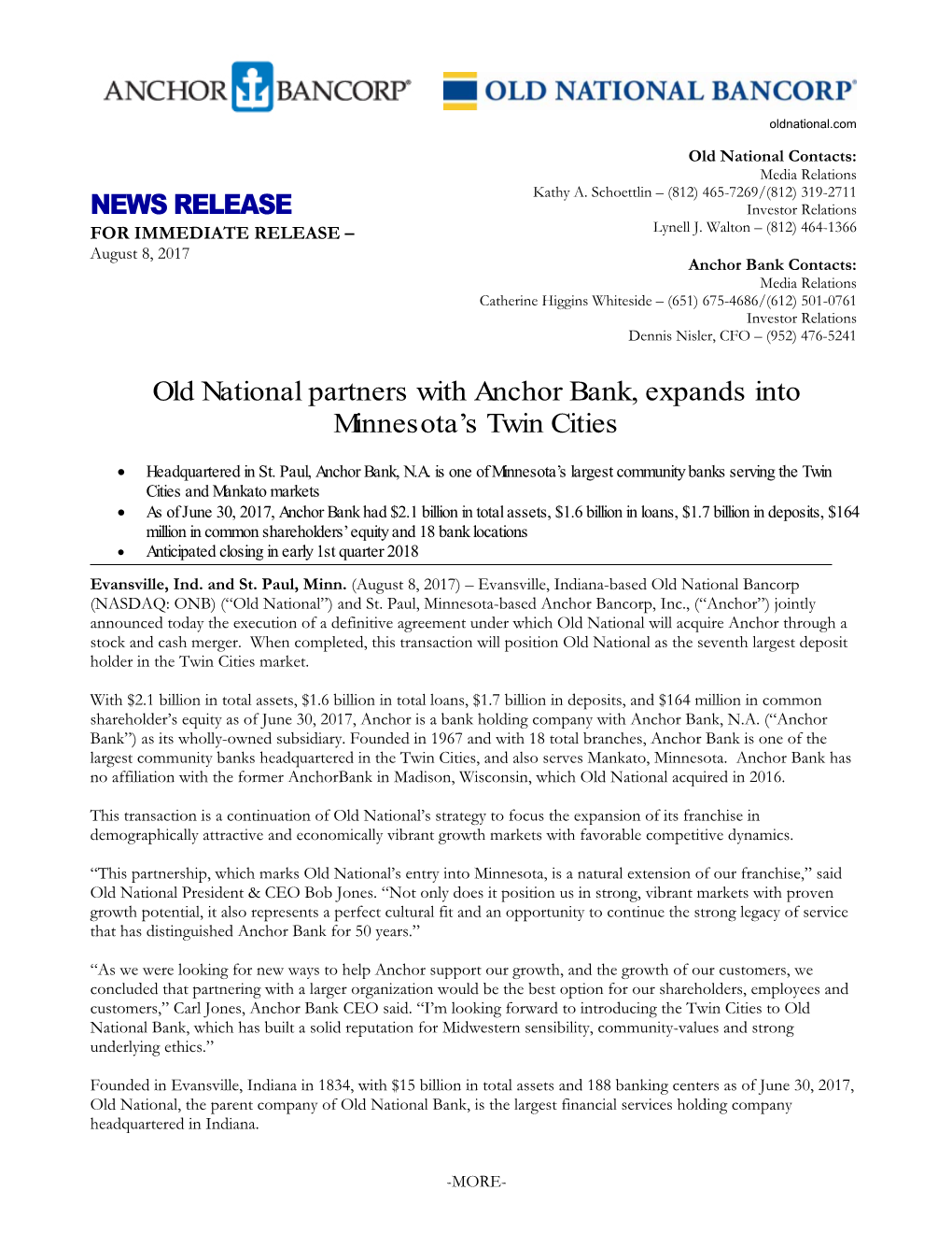 Anchor-ONB News Release Aug 2017