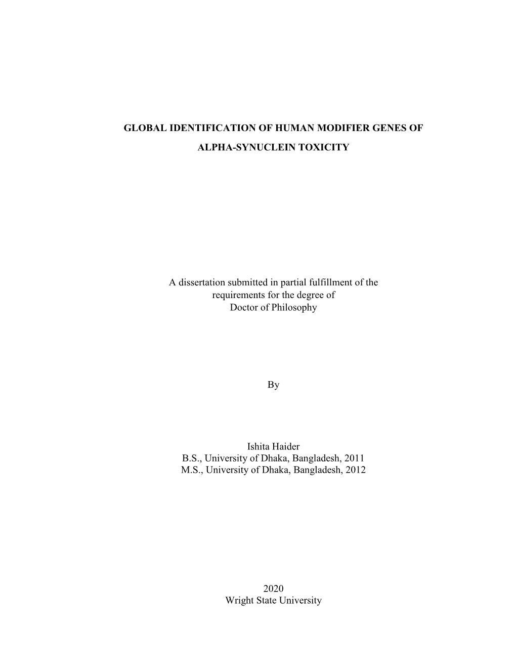 Global Identification of Human Modifier Genes of Alpha-Synuclein Toxicity