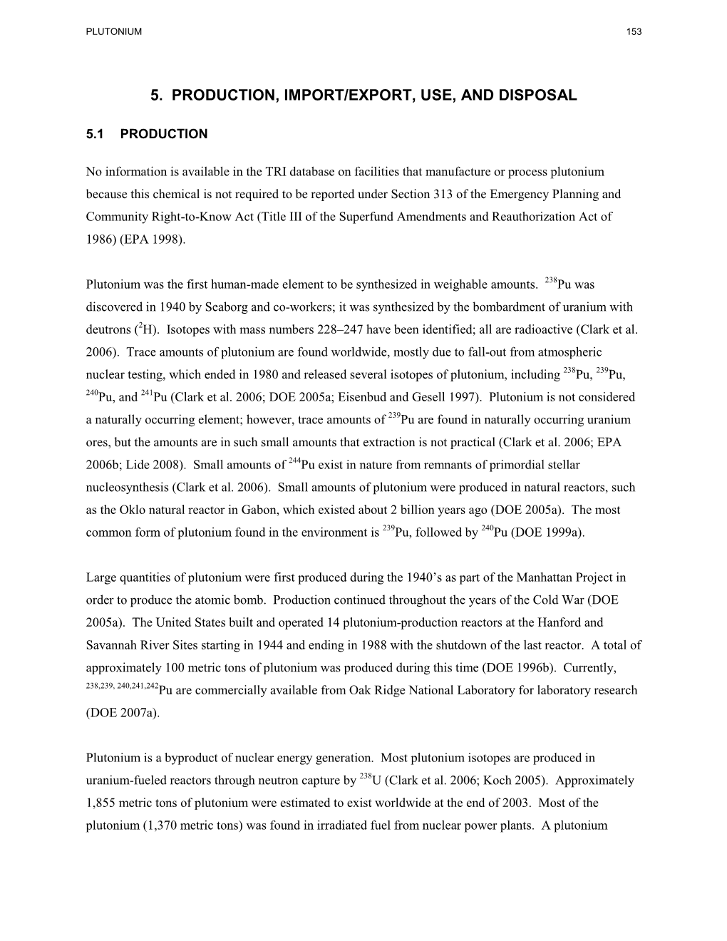 Toxicological Profile for Plutonium