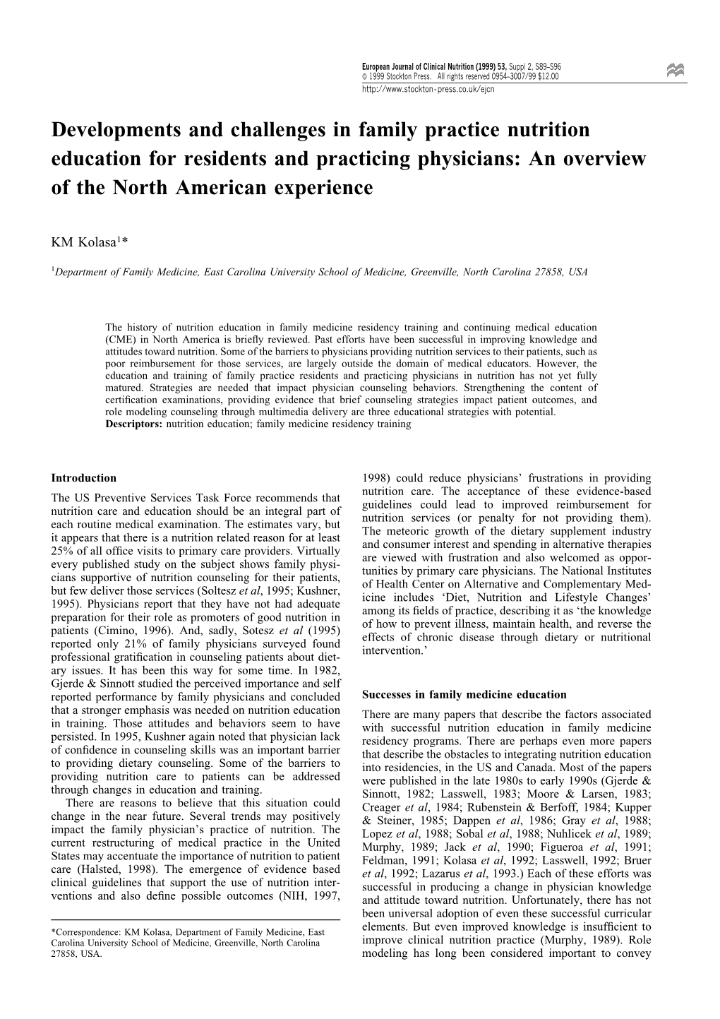 Developments and Challenges in Family Practice Nutrition Education for Residents and Practicing Physicians: an Overview of the North American Experience