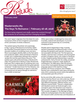 “Inside Masterworks” Bringing Music to Life February 2018