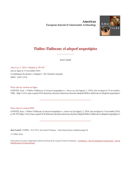Tlalloc-Tlallocan: El Altepetl Arquetípico
