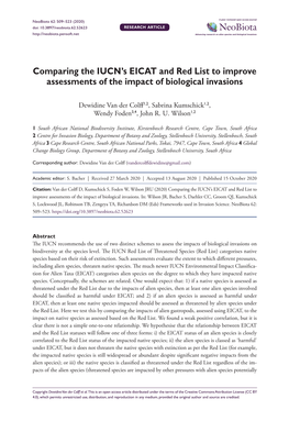 Comparing the IUCN's EICAT and Red List to Improve