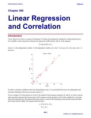 Linear Regression and Correlation