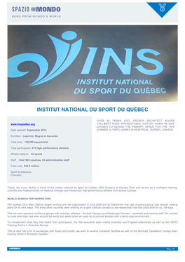 Institut National Du Sport Du Québec
