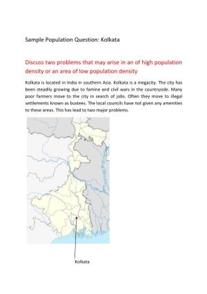 Kolkata Discuss Two Problems That May Arise in an of High Population