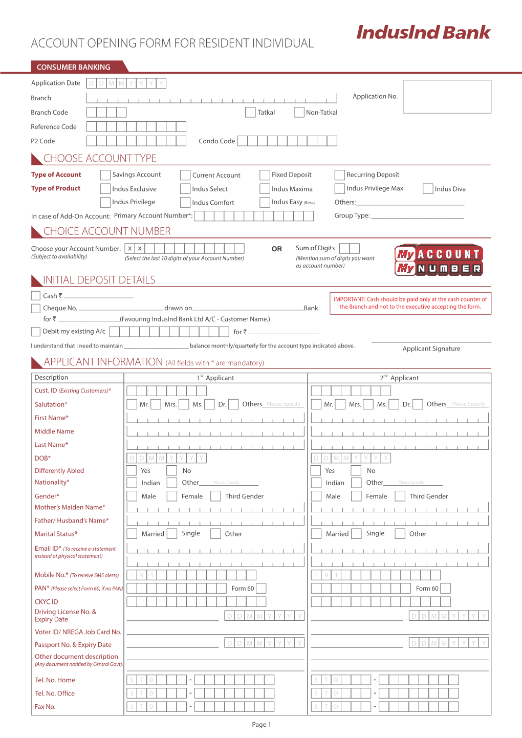 Account Opening Form for Resident Individual