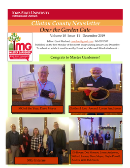 Clinton County Newsletter Over the Garden Gate Volume 10 Issue 11 December 2019