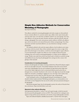 Simple Non-Adhesive Methods for Conservation Mounting of Photographs by Jennifer Mcglinchey