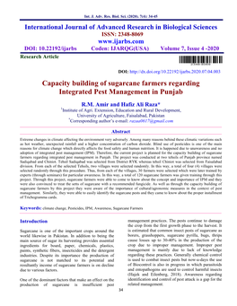 Capacity Building of Sugarcane Farmers Regarding Integrated Pest Management in Punjab