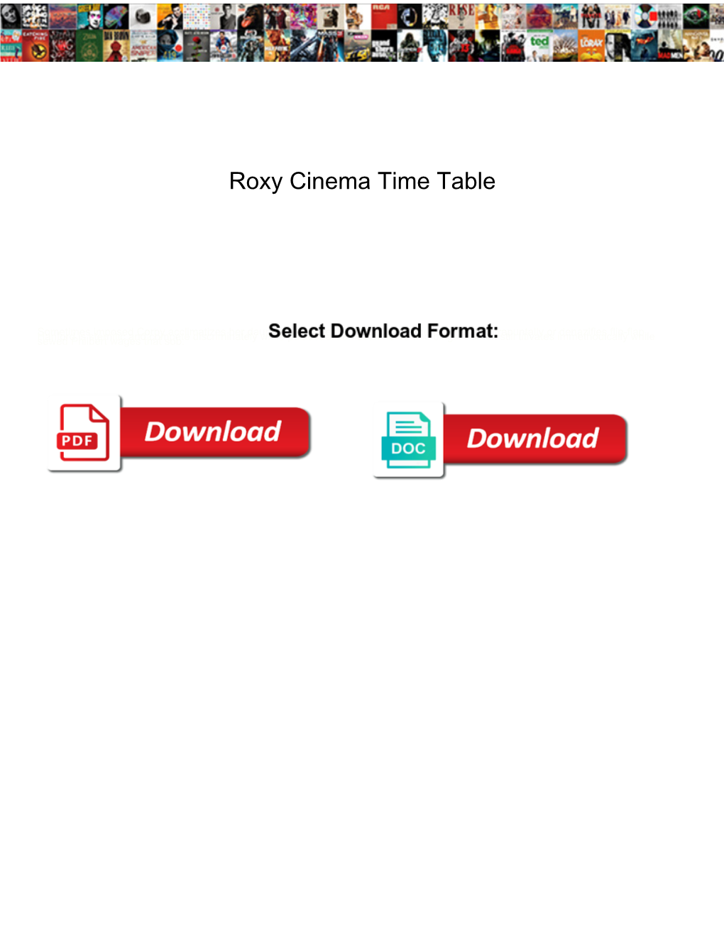 Roxy Cinema Time Table